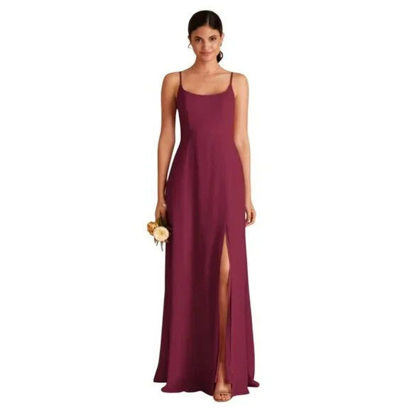 Birdy Grey | Dresses | Birdy Grey Amy Bridesmaid Dress Size M Chiffon Red  Berry Maxi Wedding Guest Long | Poshmark
